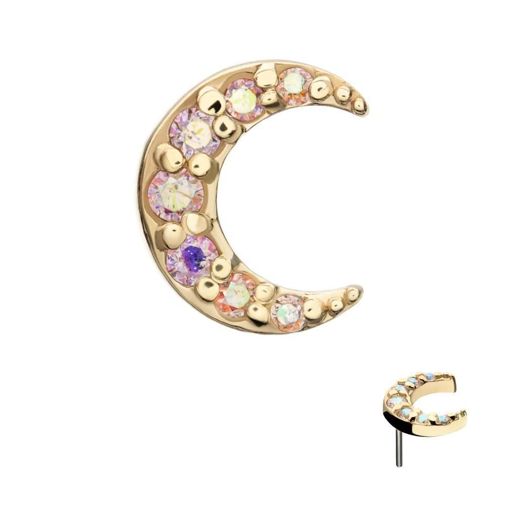 Invictus | 14k gold | Pave Set Moon | AB CZ