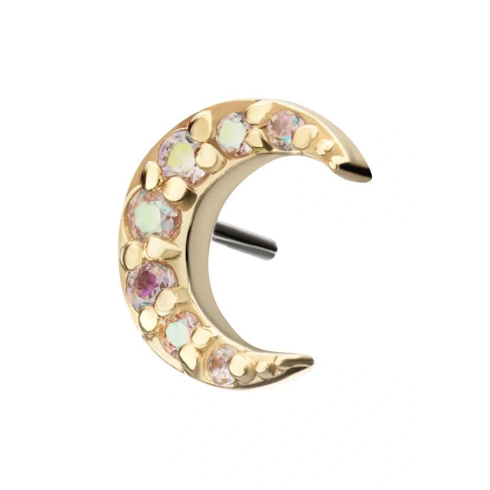 Invictus | 14k gold | Pave Set Moon | AB CZ