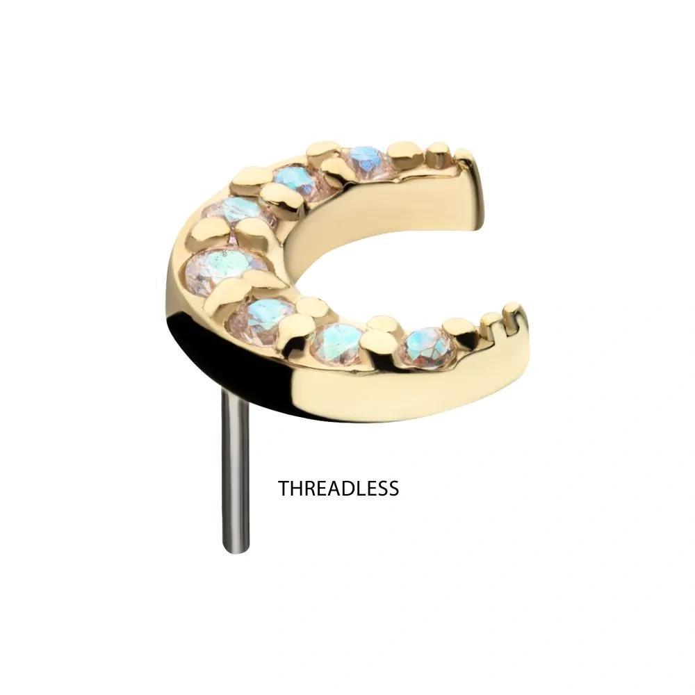 Invictus | 14k gold | Pave Set Moon | AB CZ