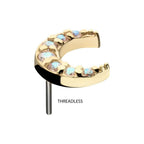 Invictus | 14k gold | Pave Set Moon | AB CZ