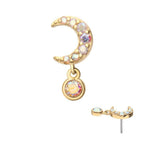 Invictus | 14k gold | Pave Set Moon with Dangle | AB CZ