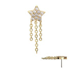 Invictus | 14k gold | Pave Set Star with Triple Chain | CZ
