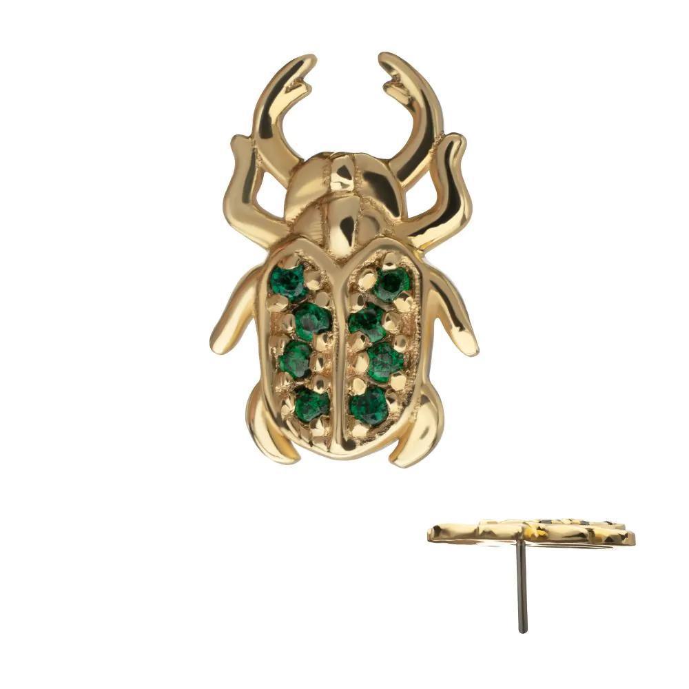 Invictus | 14k gold | Paved Gem Beetle Guardian Top | Emerald CZ