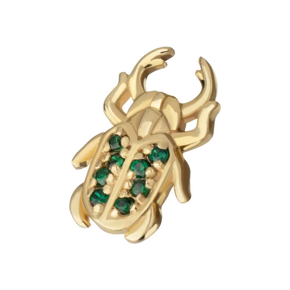 Invictus | 14k gold | Paved Gem Beetle Guardian Top | Emerald CZ