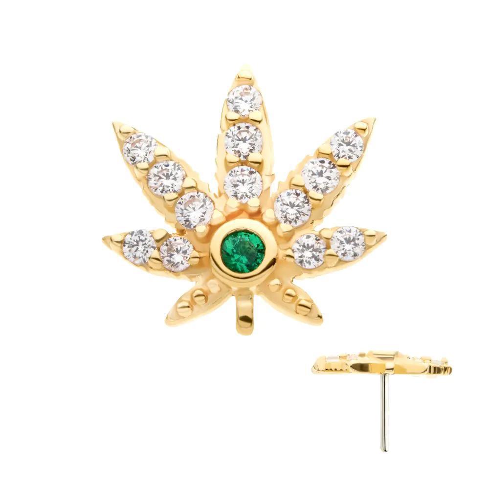 Invictus | 14k gold | Pot Leaf | CZ