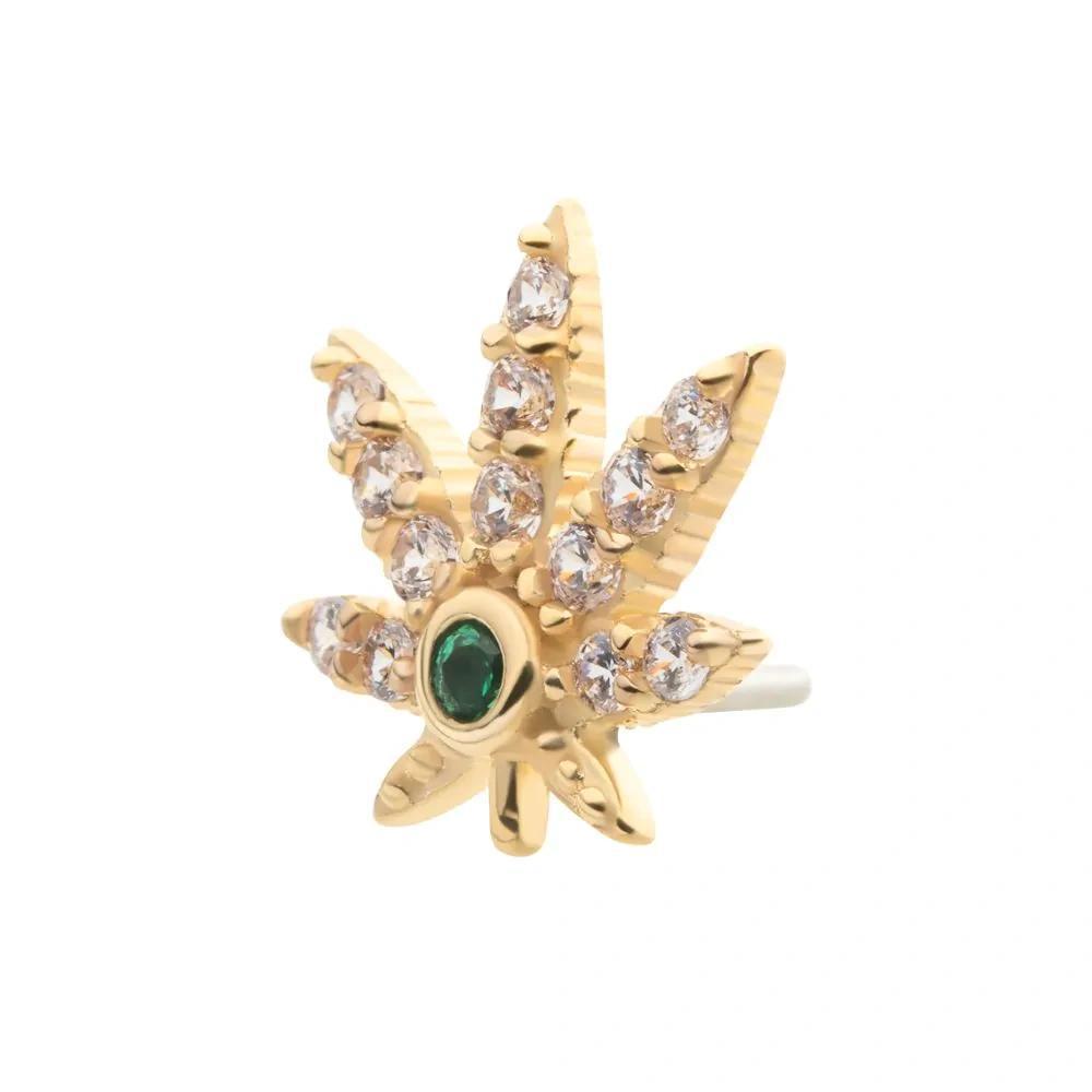 Invictus | 14k gold | Pot Leaf | CZ
