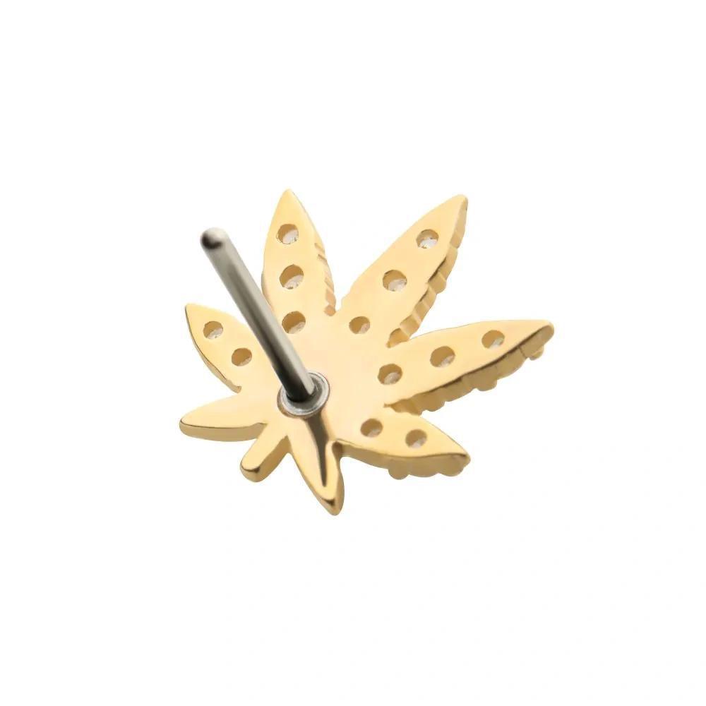 Invictus | 14k gold | Pot Leaf | CZ