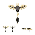 Invictus | 14k gold | Prong Set Bat with Dangle | Black CZ