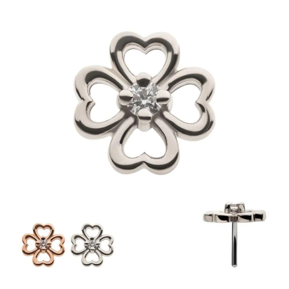 Invictus | 14k gold | Prong Set Clover |CZ