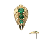 Invictus | 14k gold | Prong Set Emerald Gem Grove Leaf Top | Emerald CZ