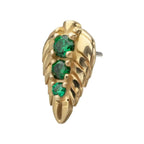 Invictus | 14k gold | Prong Set Emerald Gem Grove Leaf Top | Emerald CZ