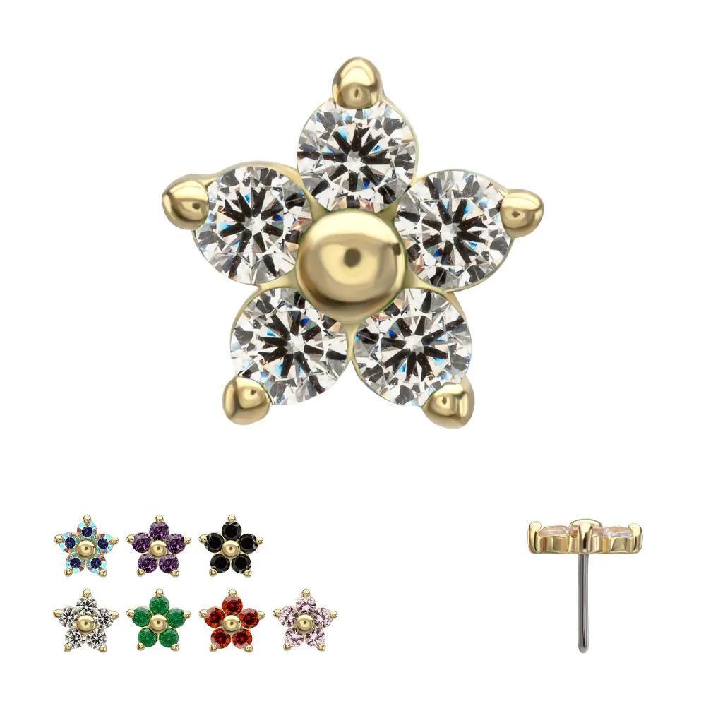 Invictus | 14k gold | Prong Set Flower | Cubic Zirconia