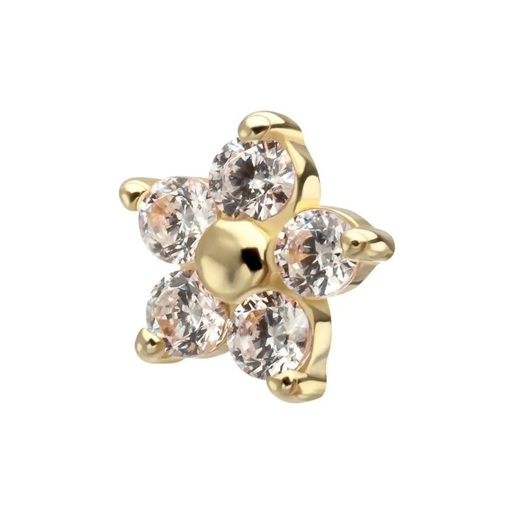 Invictus | 14k gold | Prong Set Flower | Cubic Zirconia