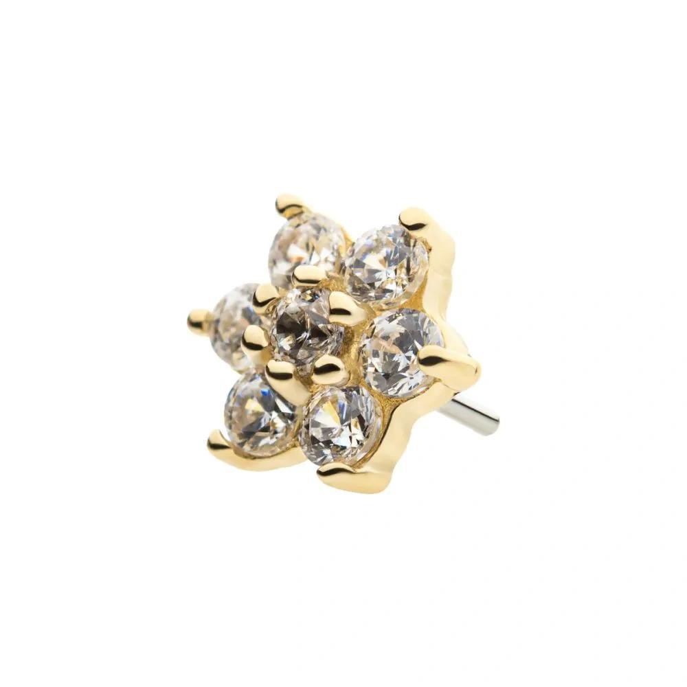 Invictus | 14k gold | Prong Set Flower | CZ and synthetic White Opal