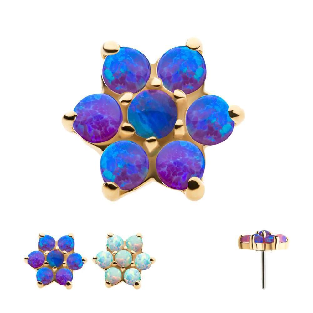 Invictus | 14k gold | Prong Set Flower | synthetic Opal