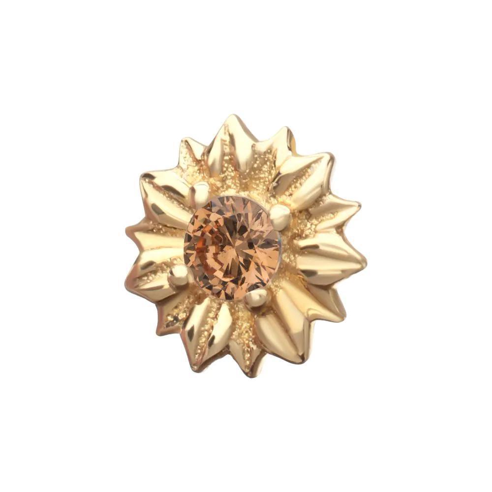 Invictus | 14k gold | Prong Set Gem Sunflower Top | Champagne CZ