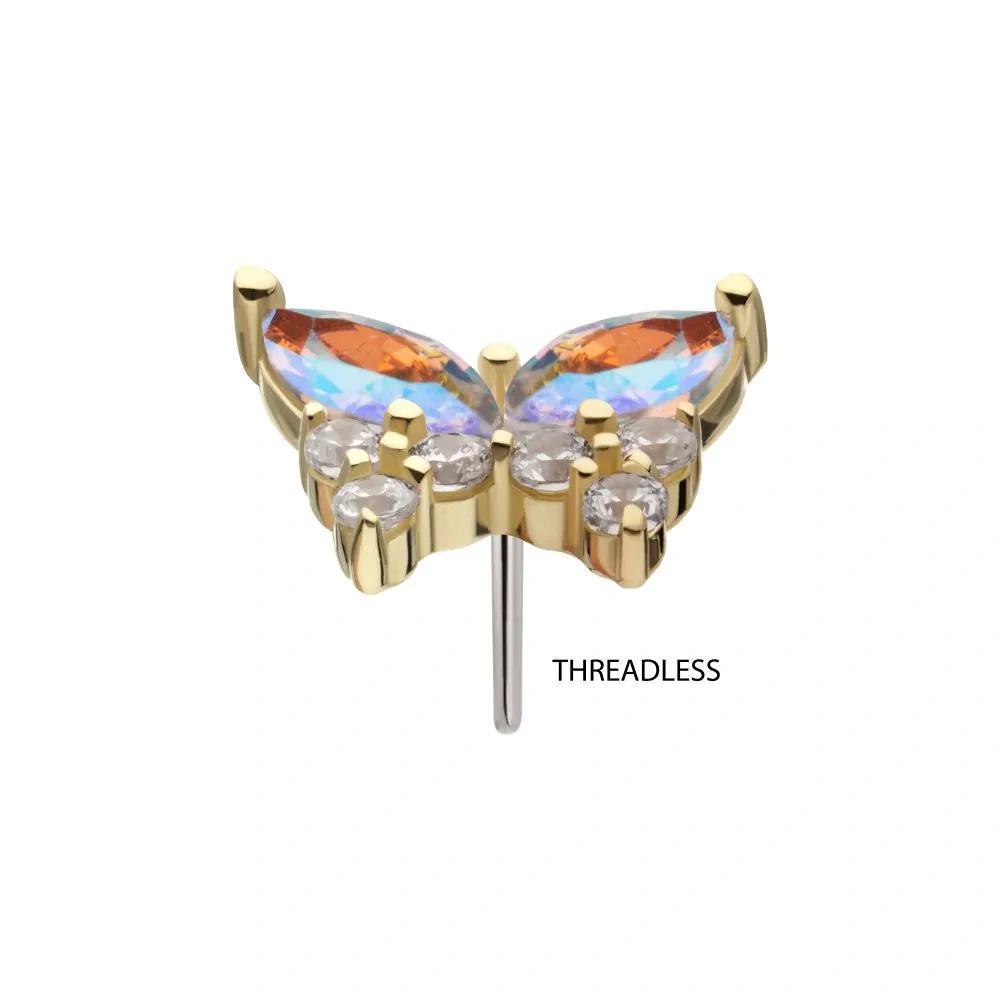 Invictus | 14k gold | Prong Set Marquise Butterfly | AB CZ