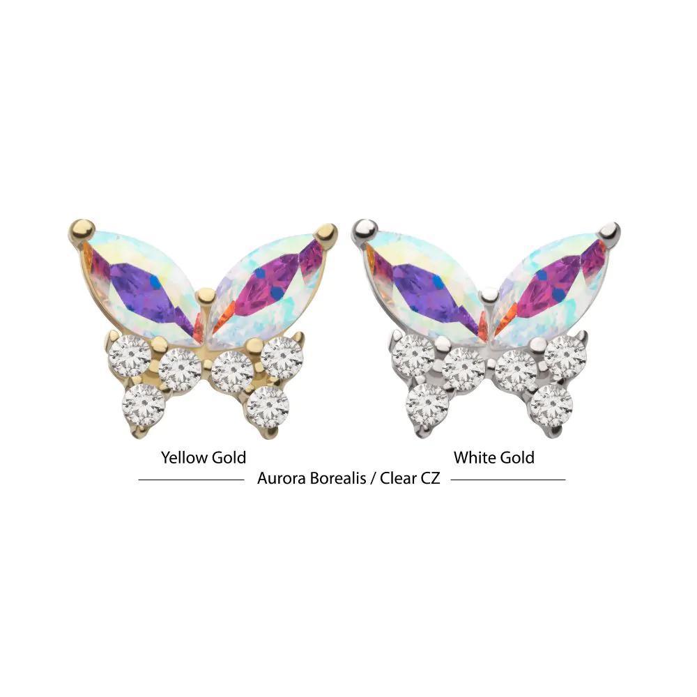 Invictus | 14k gold | Prong Set Marquise Butterfly | AB CZ