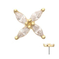 Invictus | 14k gold | Prong Set Marquise CZ Gem 4-Petal Flower Top | Clear CZ