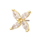 Invictus | 14k gold | Prong Set Marquise CZ Gem 4-Petal Flower Top | Clear CZ