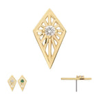 Invictus | 14k gold | Prong Set Round CZ Gem on a Radiant Kite Shape Top | Cubic Zirconia
