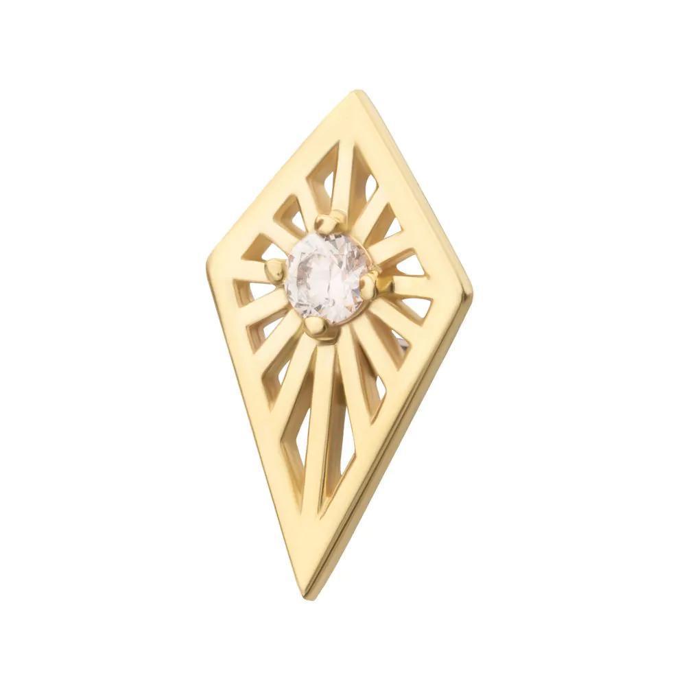 Invictus | 14k gold | Prong Set Round CZ Gem on a Radiant Kite Shape Top | Cubic Zirconia