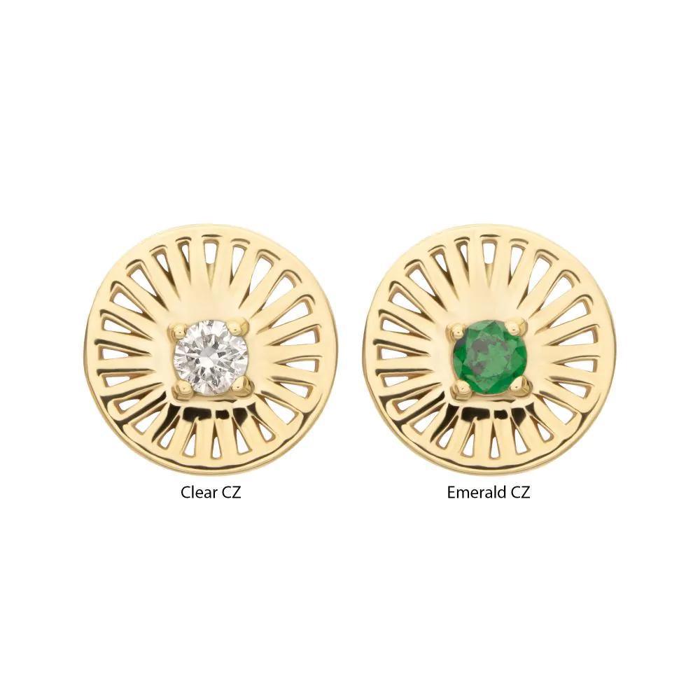 Invictus | 14k gold | Prong Set Round CZ Gem on a Radiant Round Shape Top | Cubic Zirconia