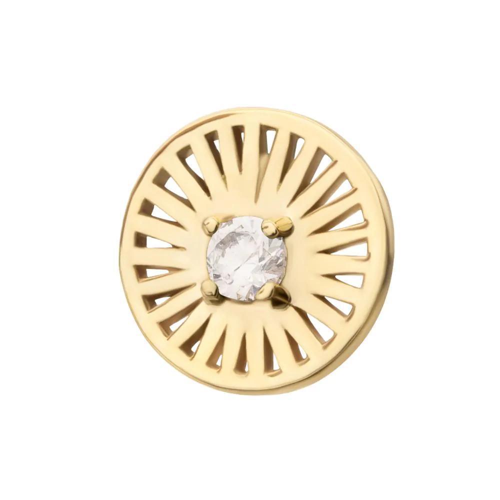 Invictus | 14k gold | Prong Set Round CZ Gem on a Radiant Round Shape Top | Cubic Zirconia