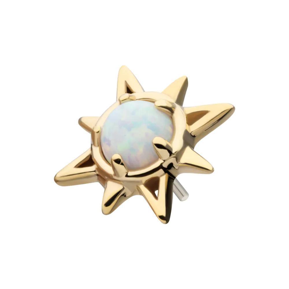 Invictus | 14k gold | Prong Set Round White Opal Sunburst | Synthetic Opal