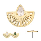 Invictus | 14k gold | Prong Set Teardrop CZ Gem on a Radiant Fan Shape Top | Cubic Zirconia
