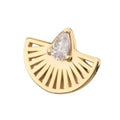 Invictus | 14k gold | Prong Set Teardrop CZ Gem on a Radiant Fan Shape Top | Cubic Zirconia