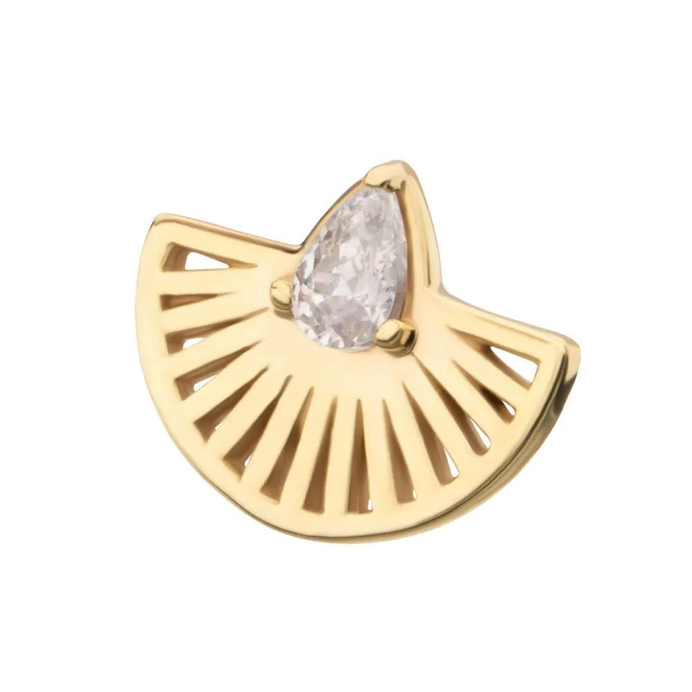 Invictus | 14k gold | Prong Set Teardrop CZ Gem on a Radiant Fan Shape Top | Cubic Zirconia