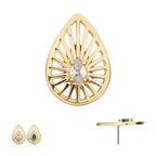 Invictus | 14k gold | Prong Set Teardrop CZ Gem on a Radiant Teardrop Shape Top | Cubic Zirconia