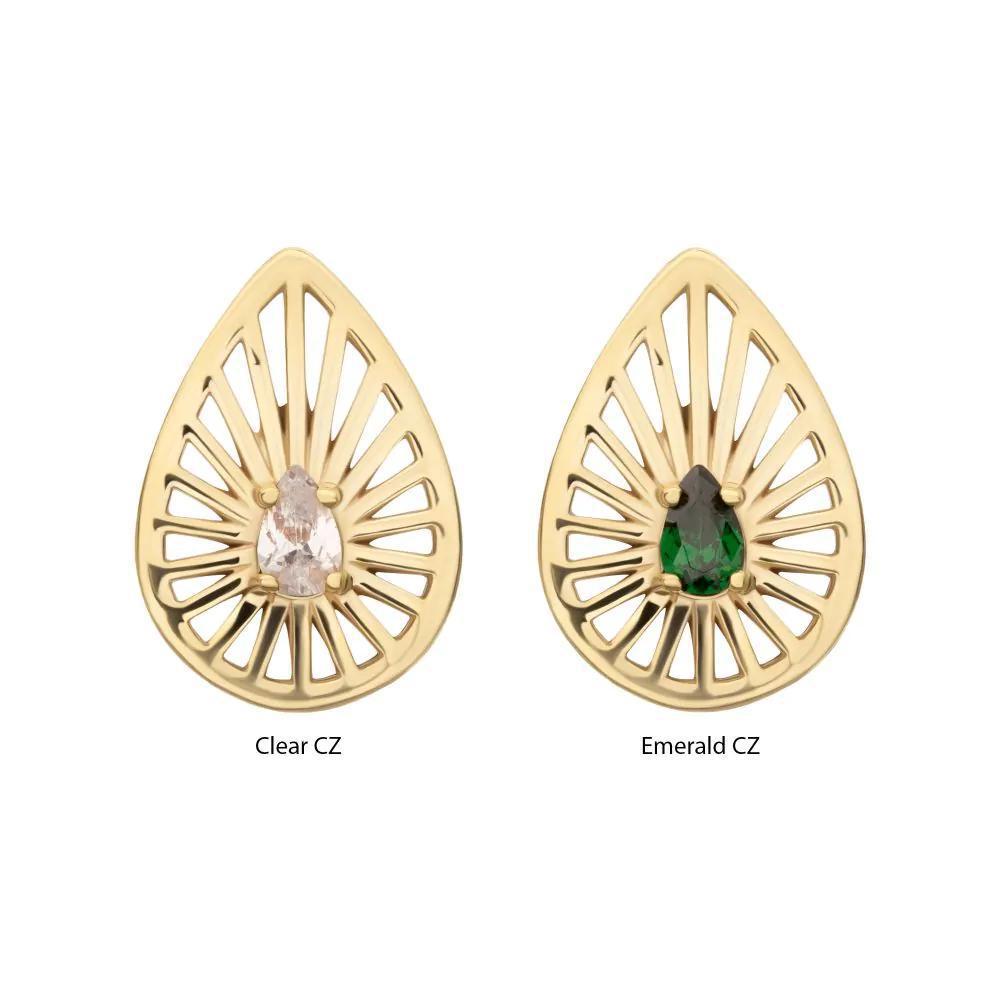 Invictus | 14k gold | Prong Set Teardrop CZ Gem on a Radiant Teardrop Shape Top | Cubic Zirconia