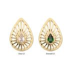 Invictus | 14k gold | Prong Set Teardrop CZ Gem on a Radiant Teardrop Shape Top | Cubic Zirconia