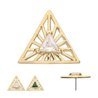 Invictus | 14k gold | Prong Set Triangle CZ Gem on a Radiant Triangle Shape Top | Cubic Zirconia