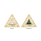 Invictus | 14k gold | Prong Set Triangle CZ Gem on a Radiant Triangle Shape Top | Cubic Zirconia