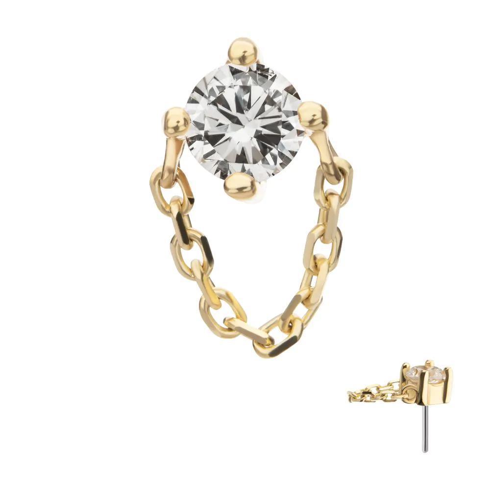 Invictus | 14k gold | Prong Set with Rolo Chain | CZ
