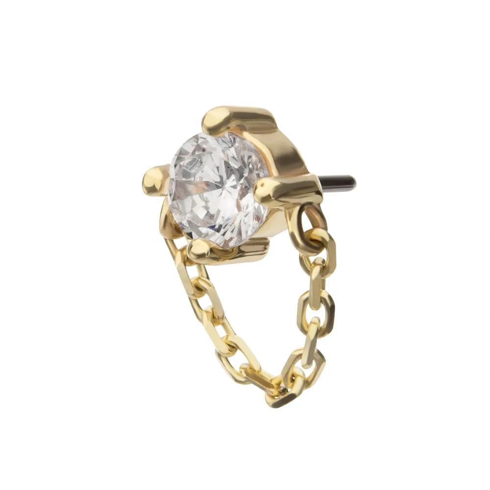 Invictus | 14k gold | Prong Set with Rolo Chain | CZ