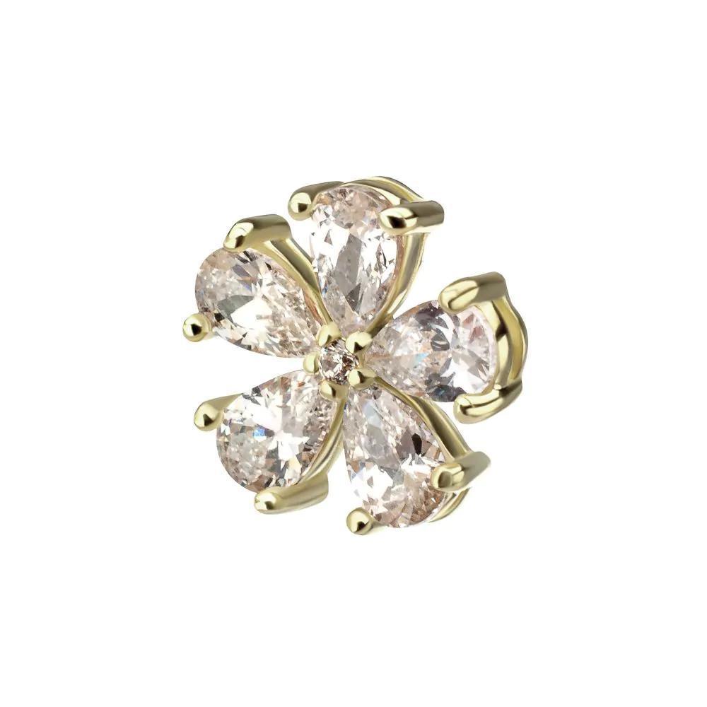 Invictus | 14k gold | Radiant Bloom Flower | Cubic Zirconia