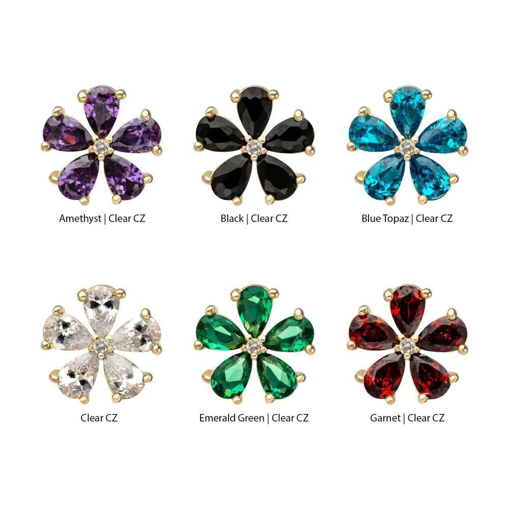 Invictus | 14k gold | Radiant Bloom Flower | Cubic Zirconia