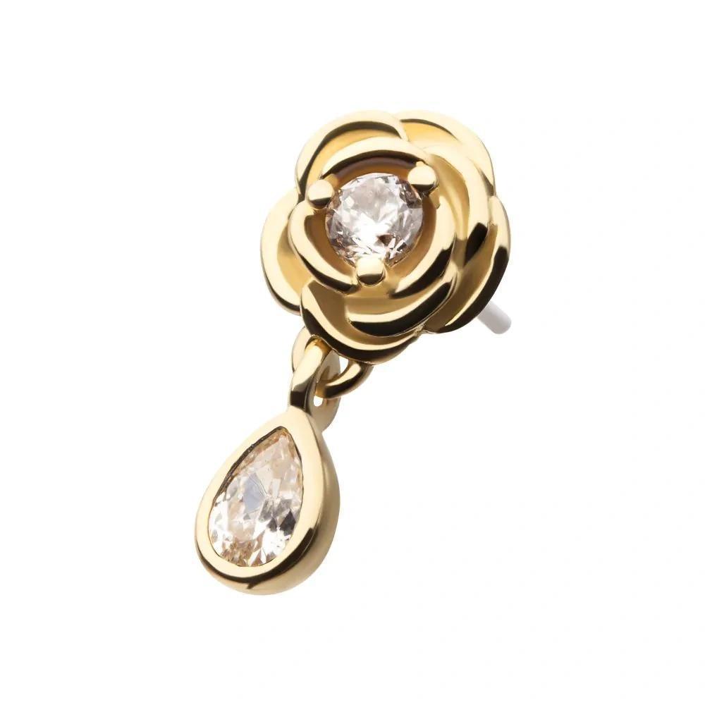 Invictus | 14k gold | Rose with Dangle | CZ