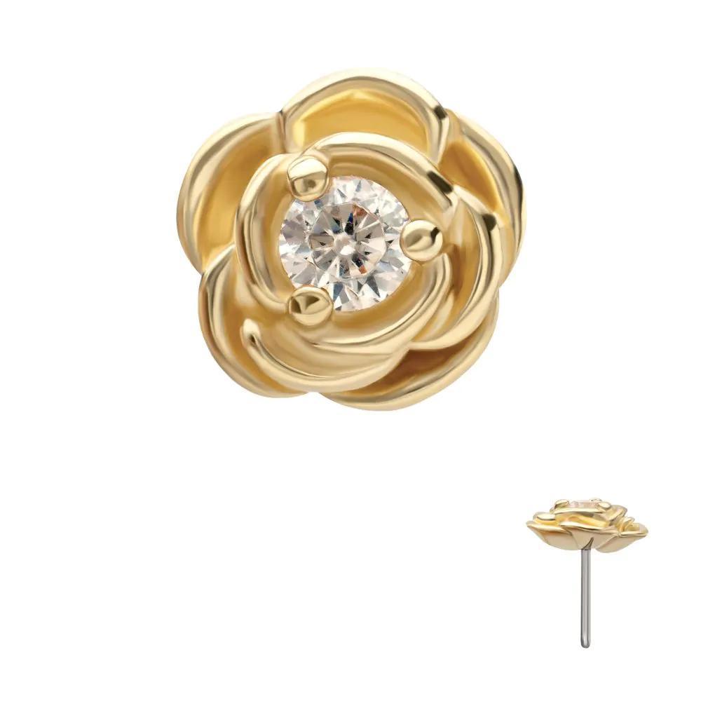 Invictus | 14k gold | Rosebud Bloom | Clear CZ