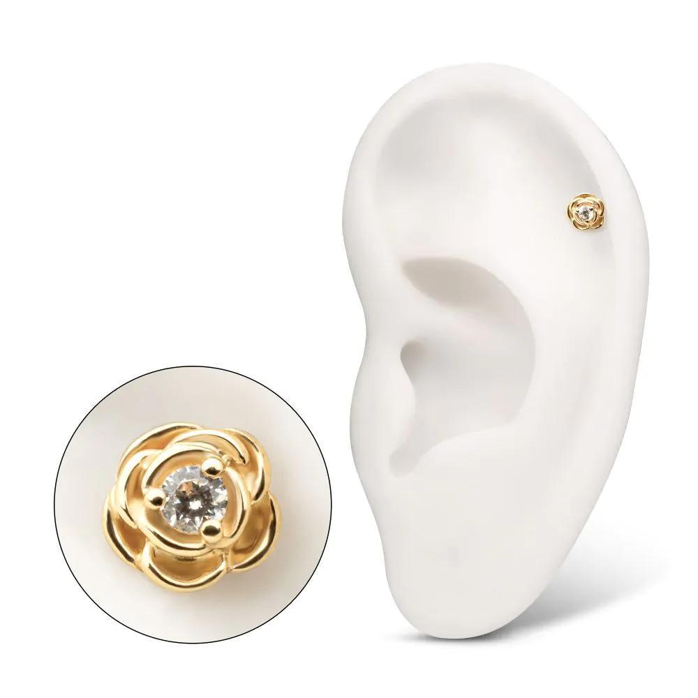 Invictus | 14k gold | Rosebud Bloom | Clear CZ