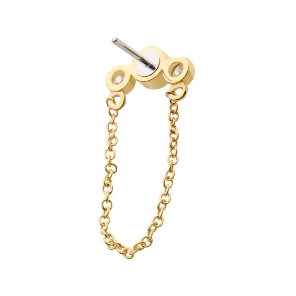 Invictus | 14k gold | Triple Bezel with Chain | CZ