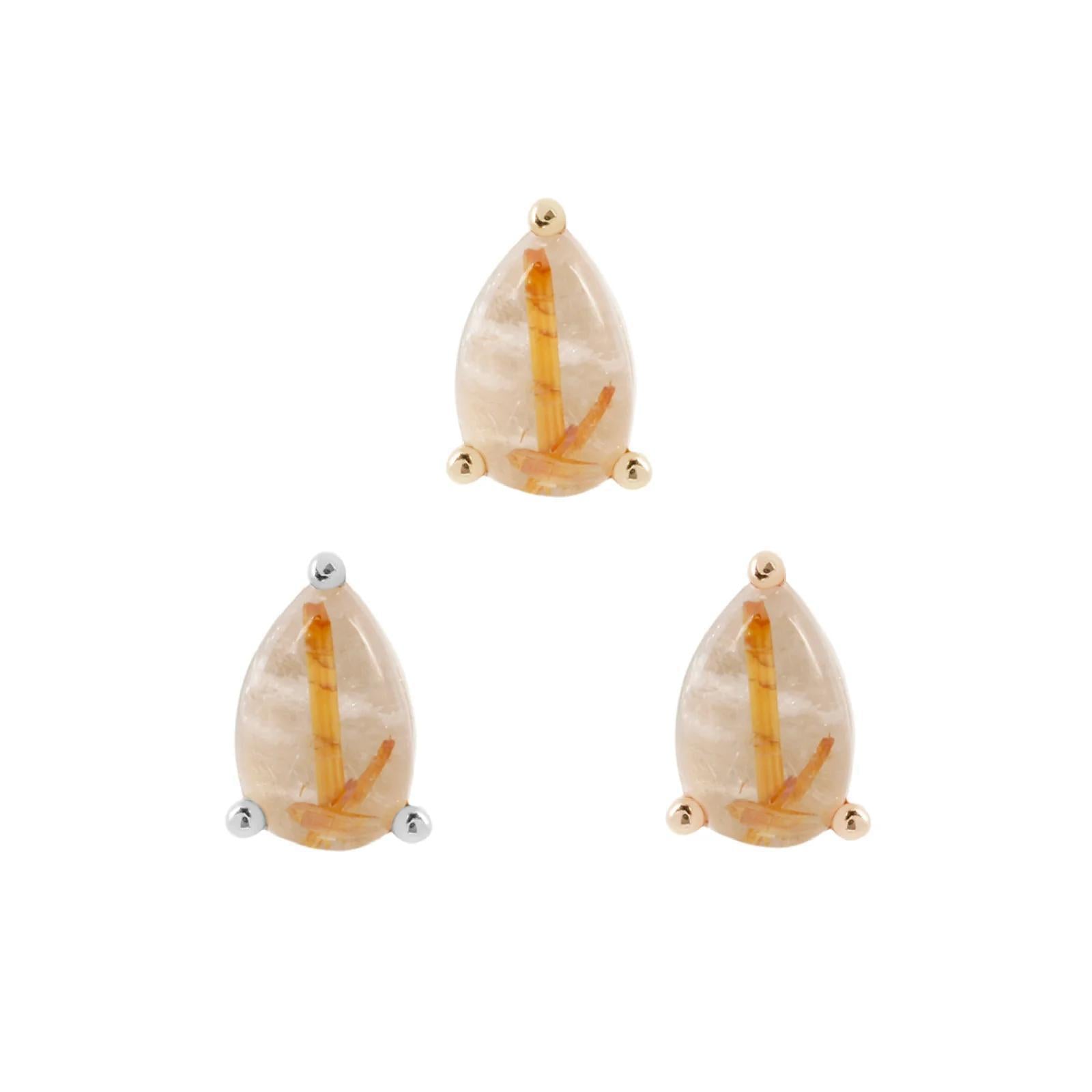 Buddha | 14k gold | Prong Pear | Rutilated Quartz