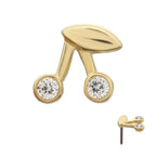 Invictus | 14k Gold| Threadless Double Gem Cherry Top | Cubic Zirconia