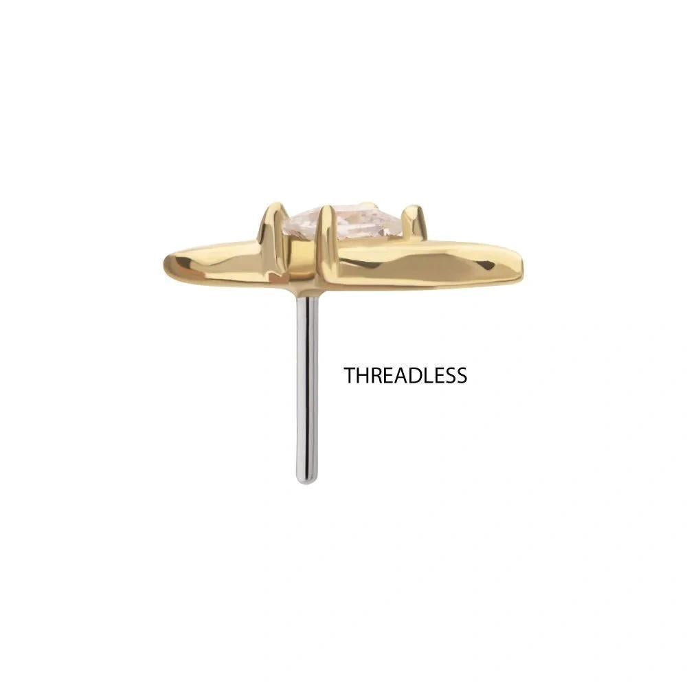 Invictus | 14k gold | Wave with Prong Set Princess Cut | CZ