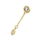 Invictus | 14k gold | Bezel Set Dangle with Marquise Drop | Clear CZ + Synthetic Opal