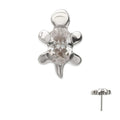 Invictus | Titanium | Threadless Low Profile 3d Sea Turtle Top w/ Prong Set Oval Gem | Cubic Zirconia